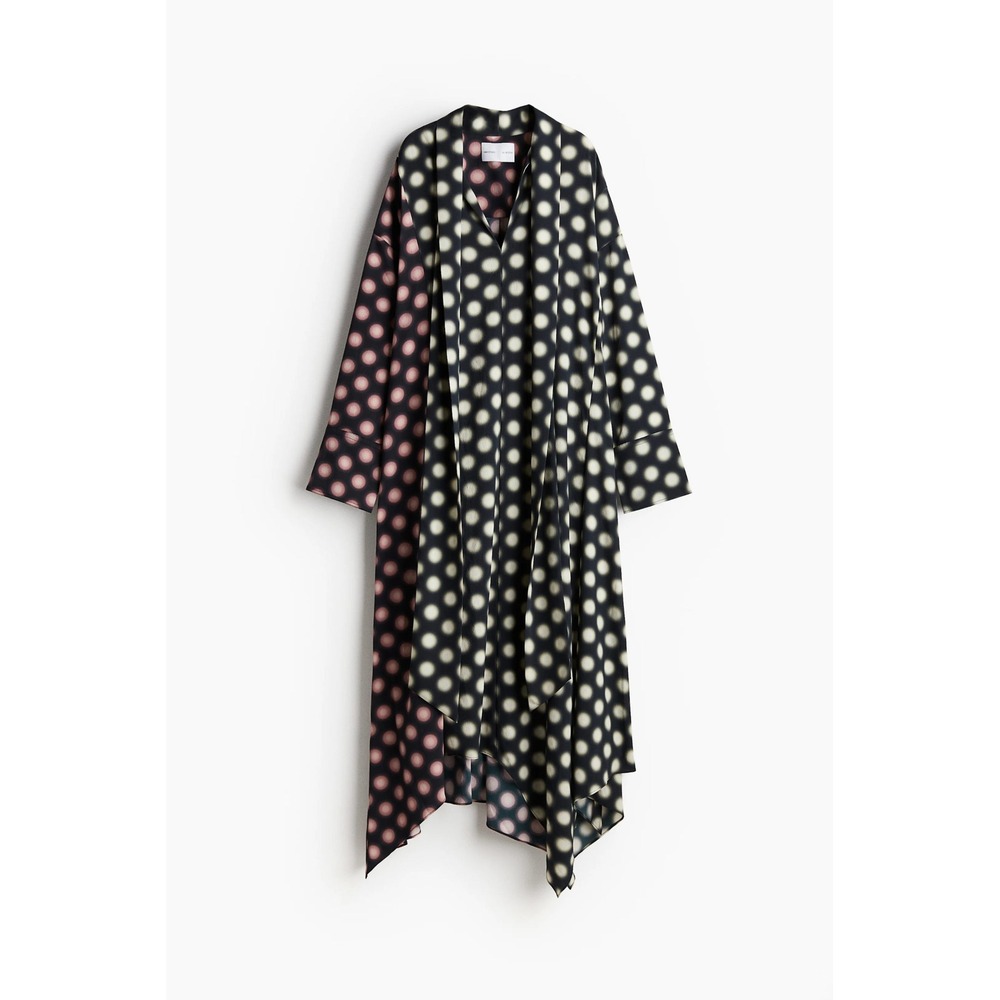 HM Studio SS 2024 Blurred Polka Dot Maxi Dress XL Pink Cream Kaftan Shirtdress